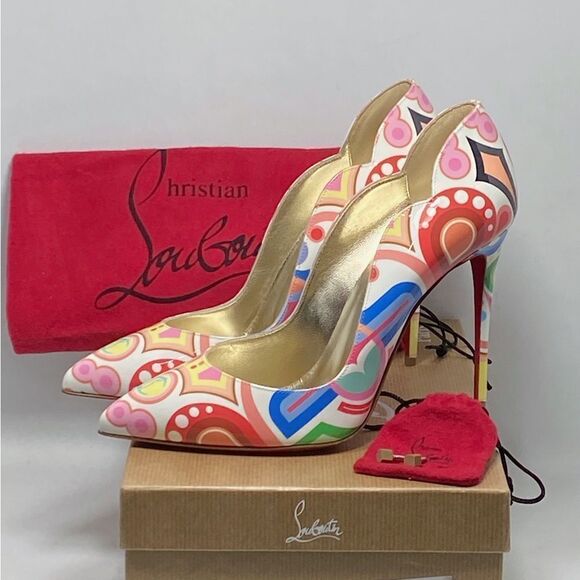Christian Louboutin Hot Chick Print Pointed Toe Pump size 38.5 - Picture 10 of 13